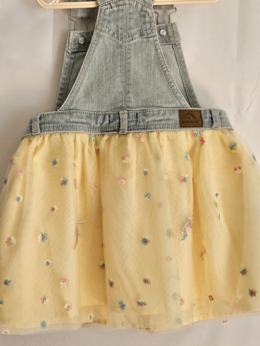 Jordache Denim & Tulle Jumper Dress Toddler Girls Size 3T Floral Embroidered - Picture 5 of 9